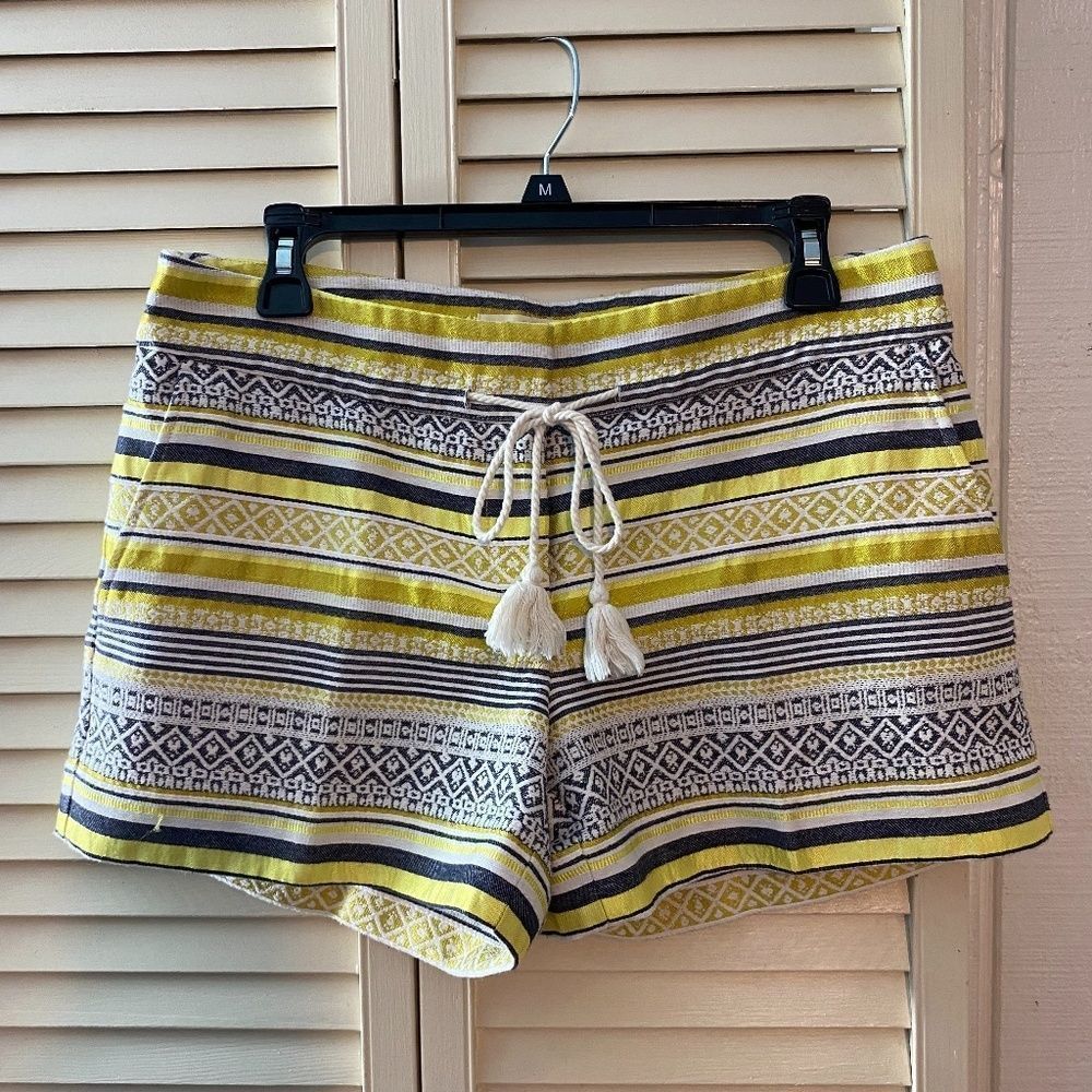 LOFT Yellow and Gray Patterned Women Shorts